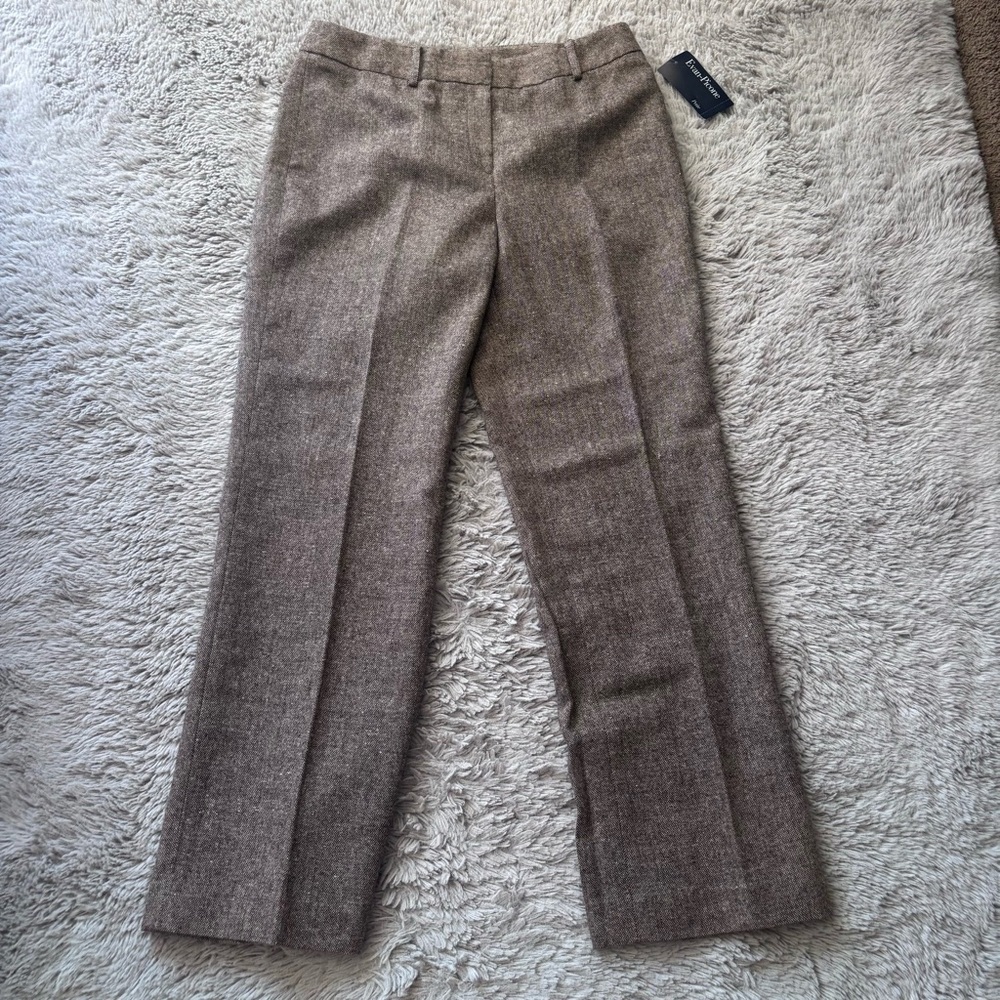NWT Evan Picone Brown Tweed Wool Blend Trousers 8P